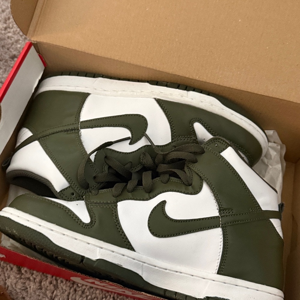 Nike Dunk High in Phantom Stadium Green worn before